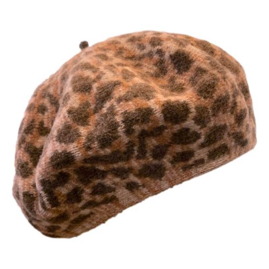 Antica Cappelleria Troncarelli Roma - Woolen beret cheetah by Kopka Taupe